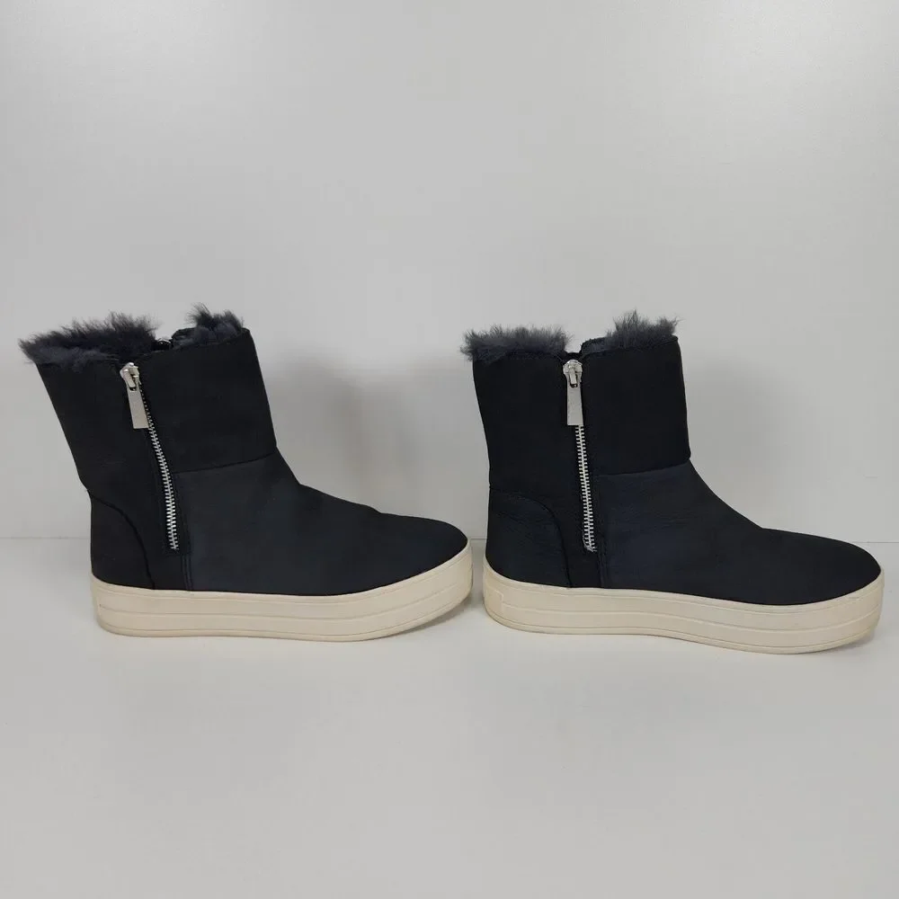 J/Slides NYC Womens Size 7 Henley‎ Navy Platform Boots Shoes Charcoal Gray